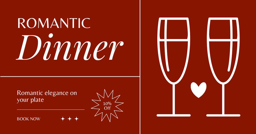 Designvorlage Romantic Dinner for Two on Valentine's Day für Facebook AD
