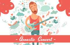 Acoustic Concert Announcement with Cartoon Guitarist