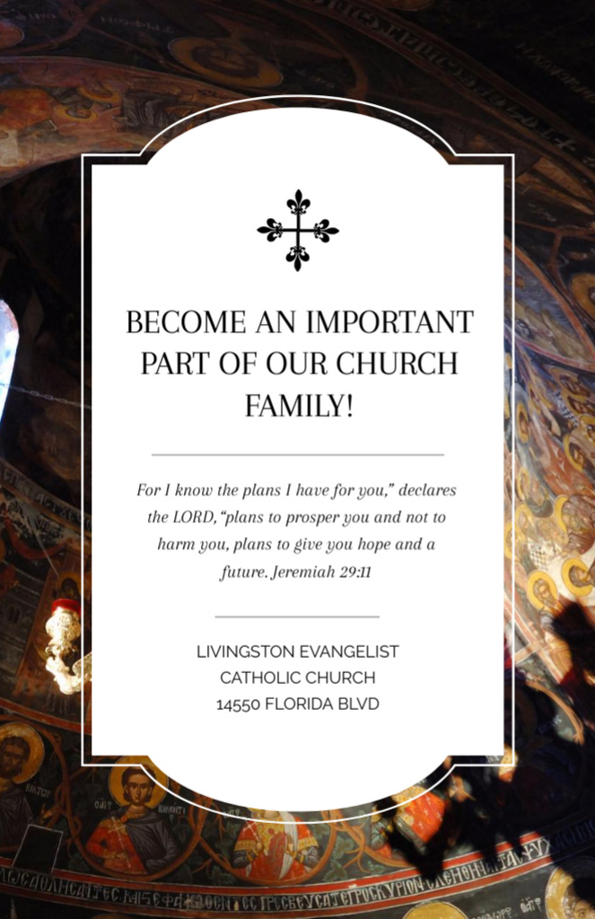 Church Welcoming Prayers With Old Cathedral View Invitation 5.5x8.5in Design Template