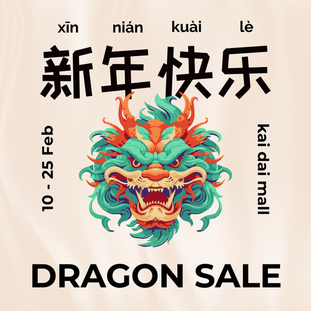 Designvorlage Chinese New Year Dragon's Sale für Instagram