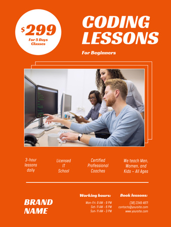 Certified Coaches Coding Classes Ad Poster 36x48inデザインテンプレート