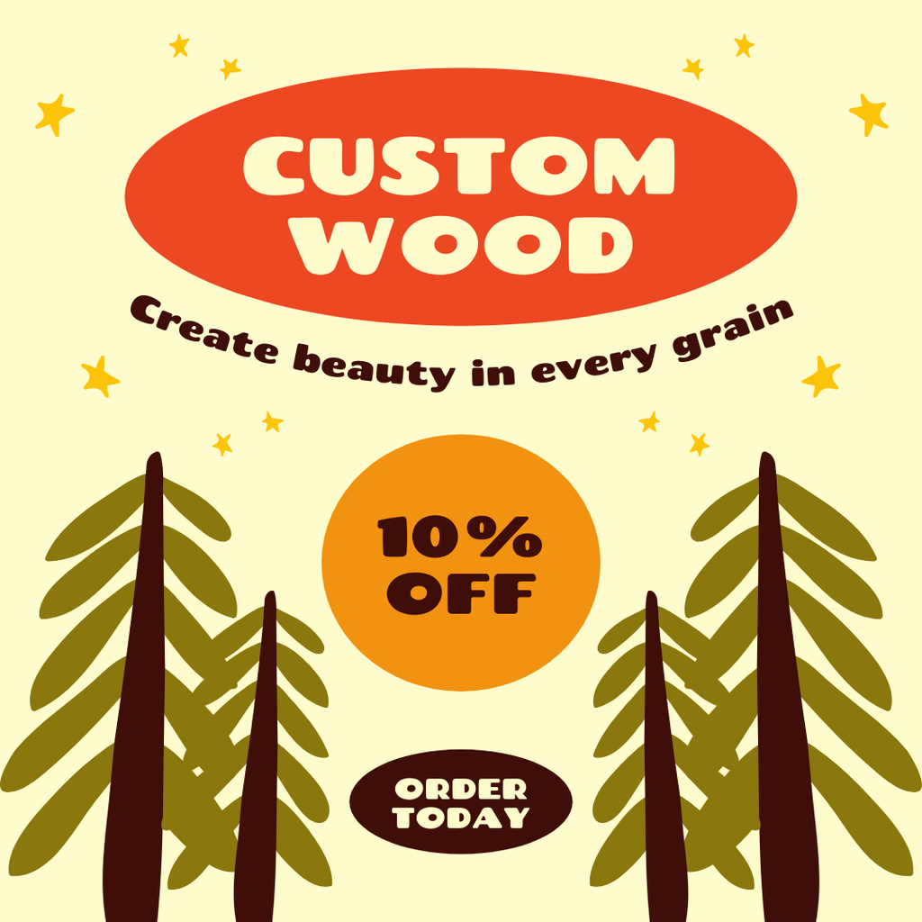 Creative And Custom Carpentry Service With Discounts Offer Instagram AD Modelo de Design
