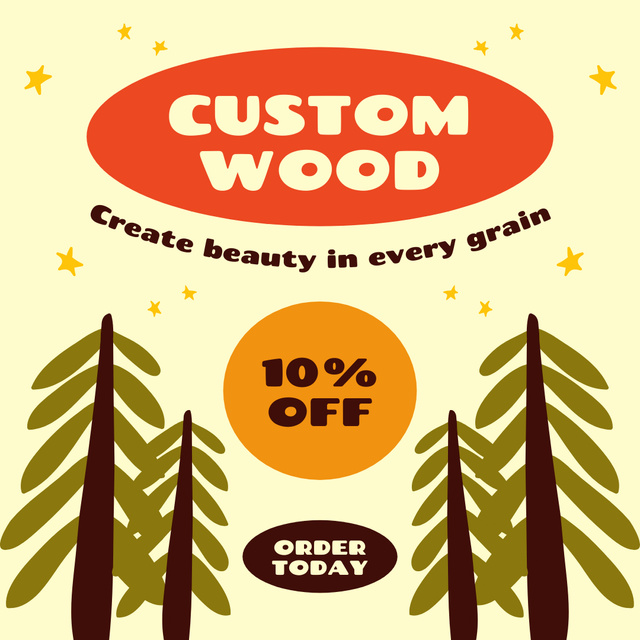 Designvorlage Creative And Custom Carpentry Service With Discounts Offer für Instagram AD
