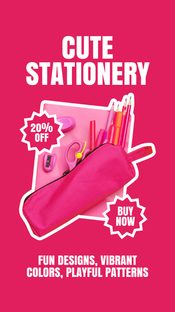 Offer of Cute Pink Bright Stationery Instagram Storyデザインテンプレート