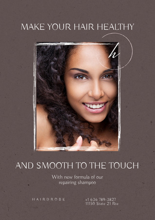 Beauty Ad with Attractive Curly-Haired Woman Poster A3 Πρότυπο σχεδίασης