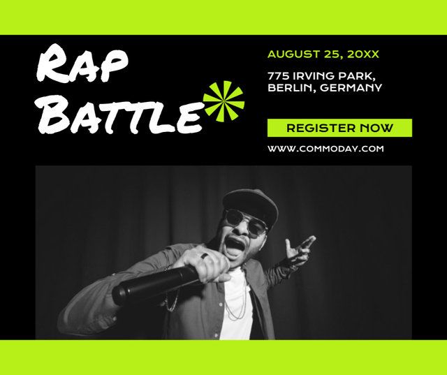 Rap Battle Announcement With Young Rapper Facebook Design Template