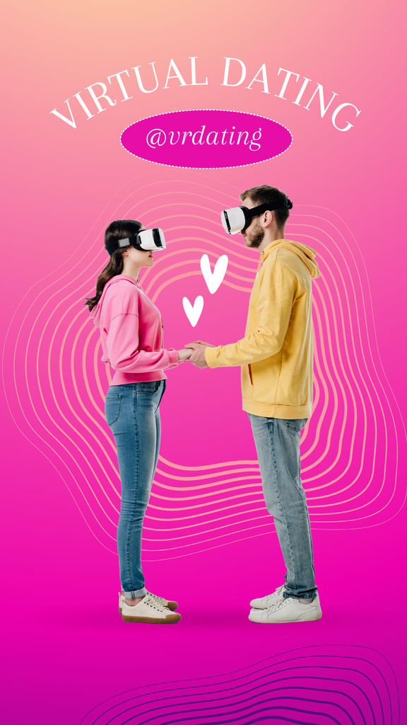 Ontwerpsjabloon van Instagram Story van Virtual Reality Dating with Couple
