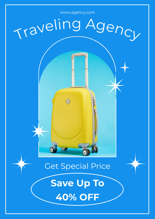 Platilla de diseño Luggage in Yellow Suitcase on Blue Travel Ad Poster