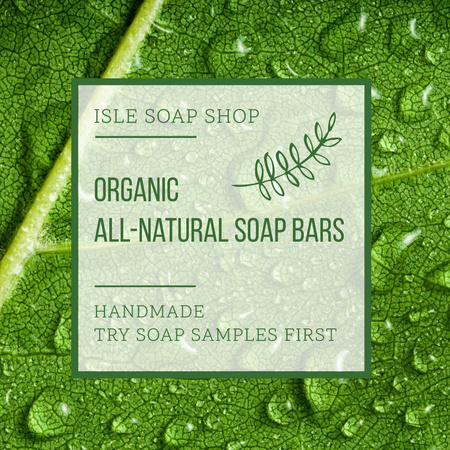 Organic Cosmetics Ad Drops on green Leaf Instagram AD – шаблон для дизайну