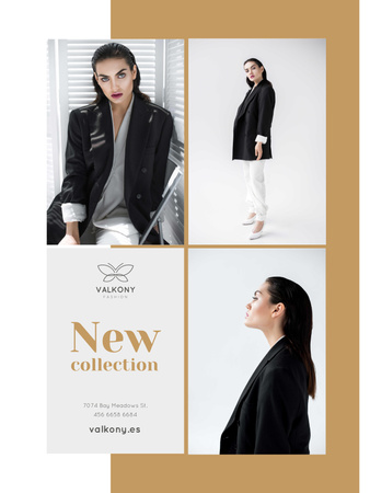 Template di design Female Clothes Ad with Woman in Monochrome Outfit Poster US
