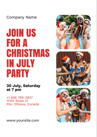 Christmas Party in July by Pool Flyer A6 Design Template