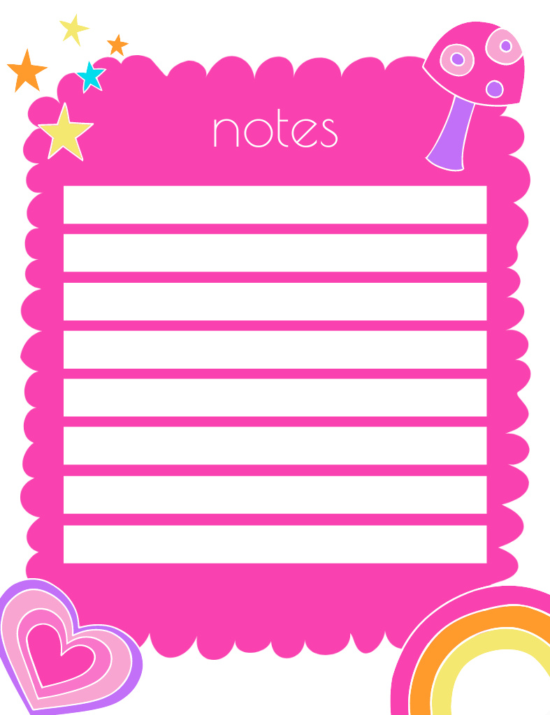 Plantilla de diseño de Blank for Notes with Cute Doodles Notepad 107x139mm 