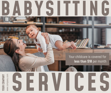 Professional Babysitting Service Ad Facebook Design Template