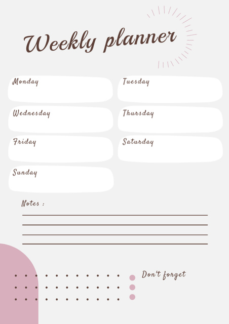 Simple Weekly Planner in White Schedule Planner Design Template