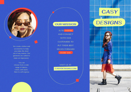 Designvorlage Fashion Ad with Stylish Woman für Brochure