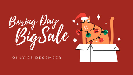 Boxing Day With Cat in Garland  FB event cover Design Template