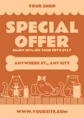 Pet Hotel Ad with Illustration of Cute Cats
