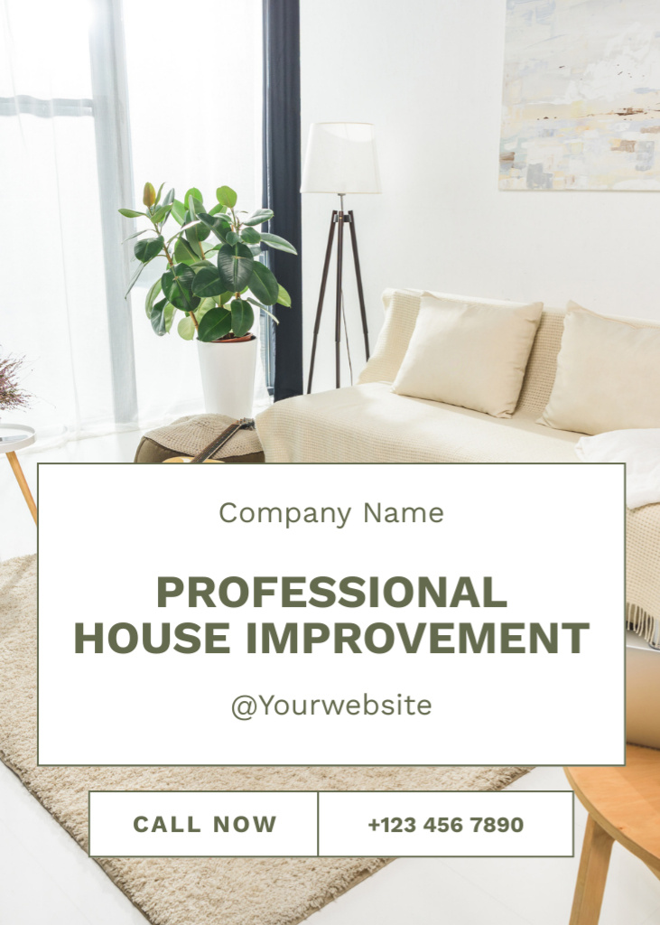 Professional House Improvement Service Beige Flayer Tasarım Şablonu