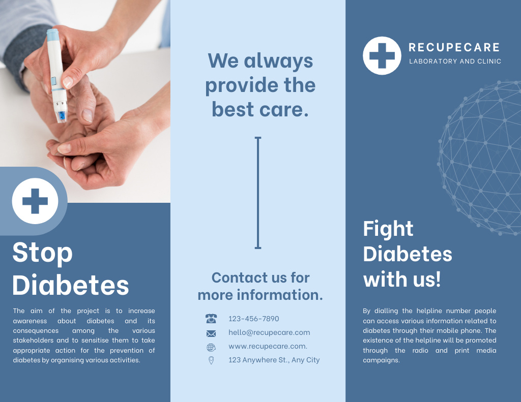 Diabetes Prevention Medical Center Offer Brochure 8.5x11in Tasarım Şablonu