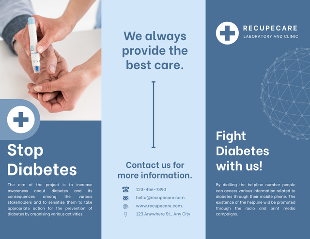 Diabetes Prevention Medical Center Offer Brochure 8.5x11inデザインテンプレート