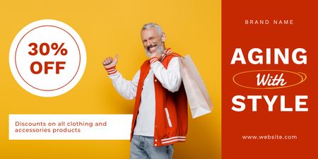 Designvorlage Fashionable Outfits For Seniors With Discount And Slogan für Twitter