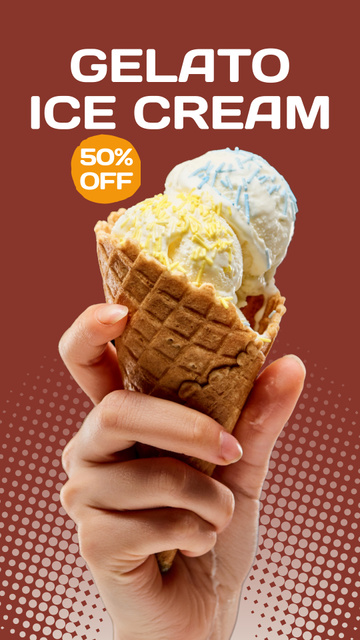 Yummy Ice Cream Discount Offer Instagram Story Design Template