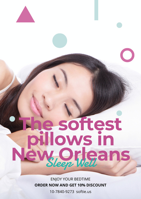 Woman is sleeping on Soft Pillows Poster A3 – шаблон для дизайну