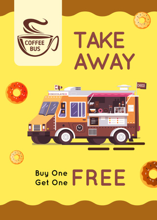Plantilla de diseño de Bus with Coffee to-go offer Flayer 