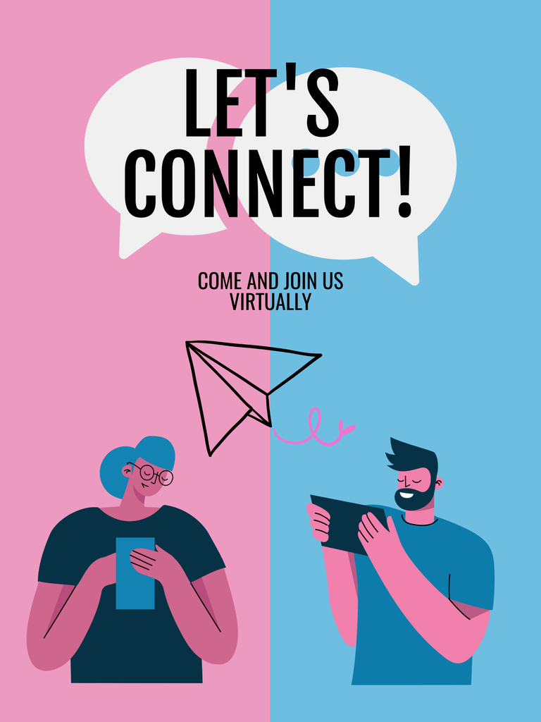 Platilla de diseño Young Man and Woman Communicating Using Smartphones Poster 36x48in