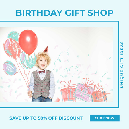 Birthday Gift Shop Promotion With Balloons Instagram Design Template