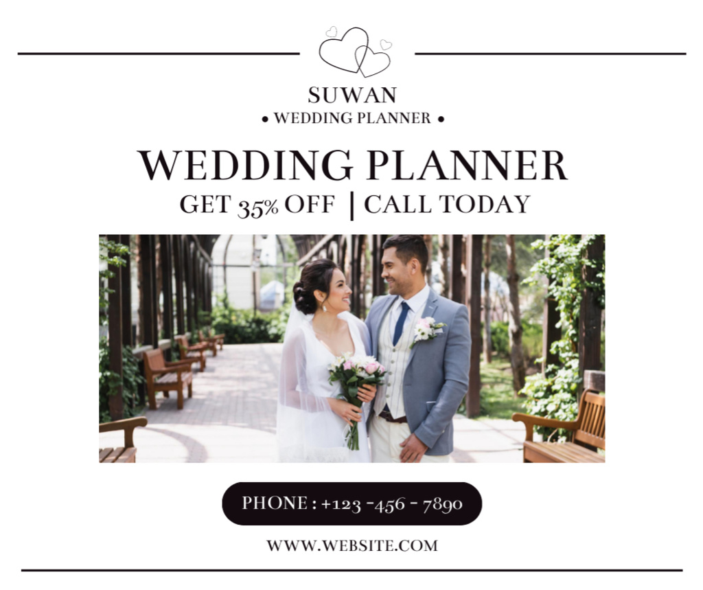 Plantilla de diseño de Discount on Wedding Planning Services Facebook 