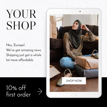 Fashion Clothes Discount Ad with Shipping Offer Instagram Design Template
