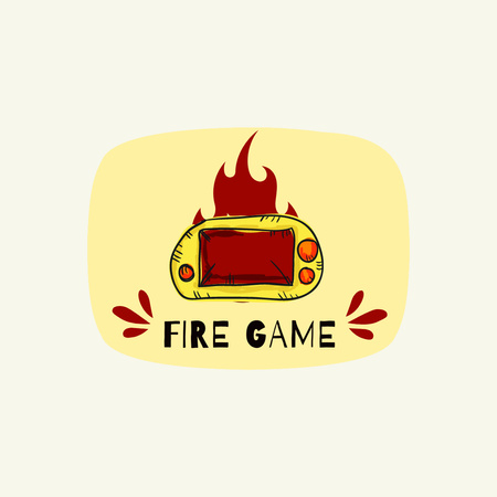 Gaming Club Ad with Gamepad on Fire Logo 1080x1080px Design Template