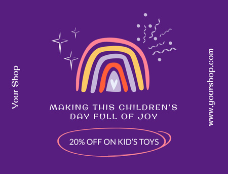 Plantilla de diseño de Children's Day Offer with Rainbow Postcard 4.2x5.5in 