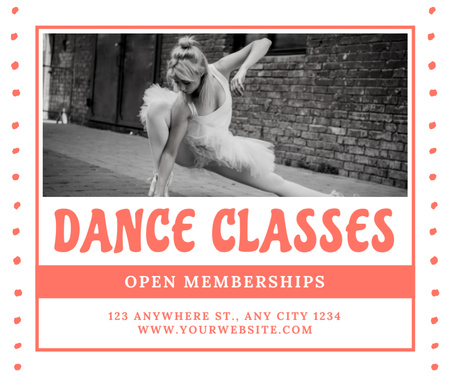 Dance Classes Promotion with Woman in Ballet Dress Facebook Design Template