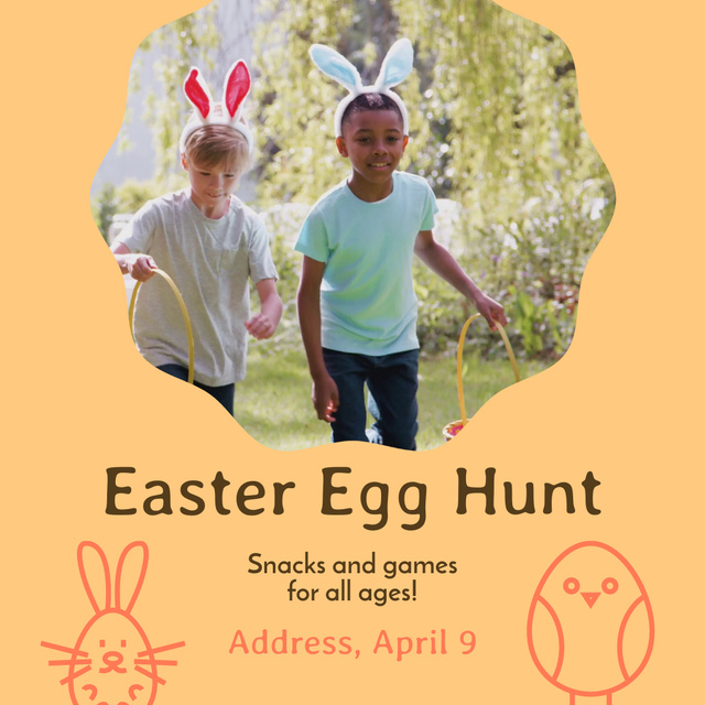 Games And Snacks At Egg Hunt Event Animated Post Design Template
