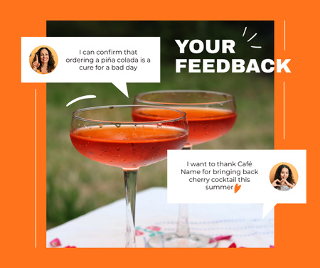 Designvorlage Customer's Feedbacks about Cocktails für Facebook