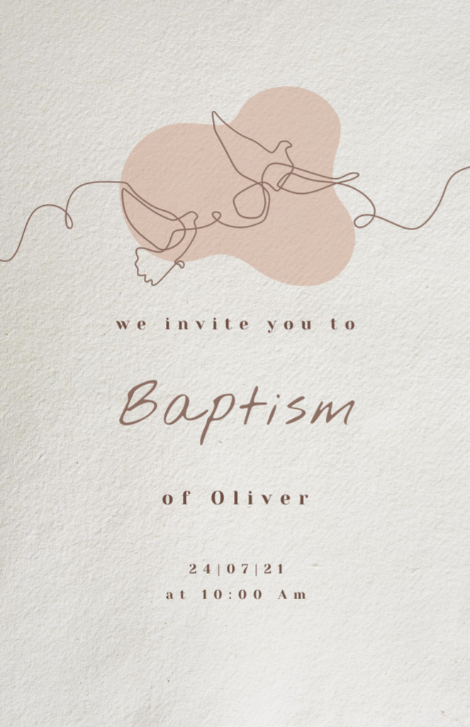 Ontwerpsjabloon van Invitation 5.5x8.5in van Child's Baptism With Pigeons Sketch