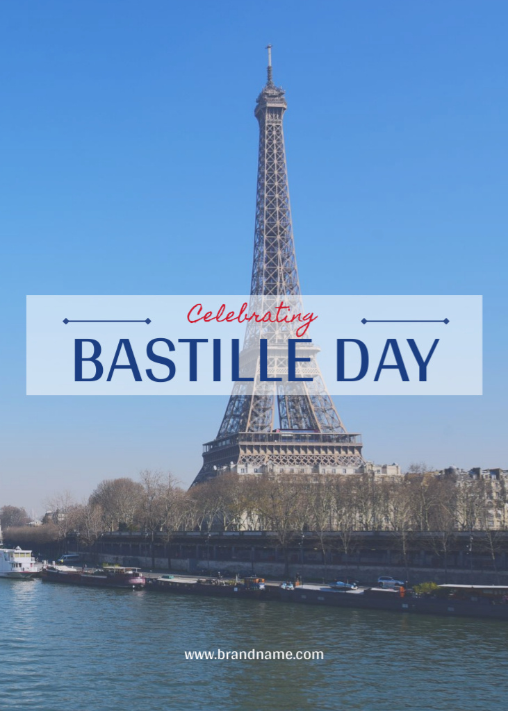 Plantilla de diseño de French National Day Celebration Announcement with View on River Postcard 5x7in Vertical 