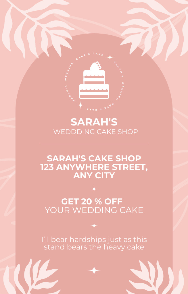 Discount Offer on Wedding Cakes Invitation 4.6x7.2in – шаблон для дизайну
