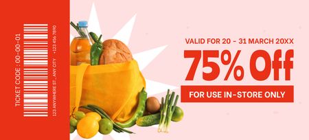 Food Store Promotion with Assorted Grocery Products Coupon 3.75x8.25in Design Template
