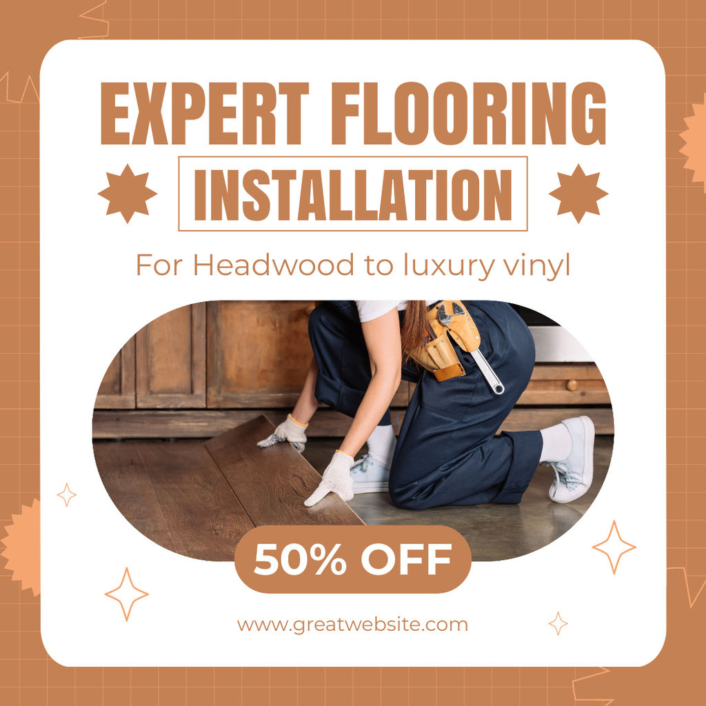 Expert Flooring Installation Services with Discount Instagram AD Tasarım Şablonu
