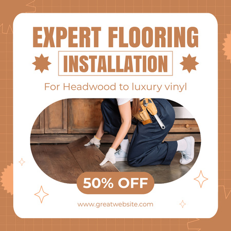 Expert Flooring Installation Services with Discount Instagram AD Design Template