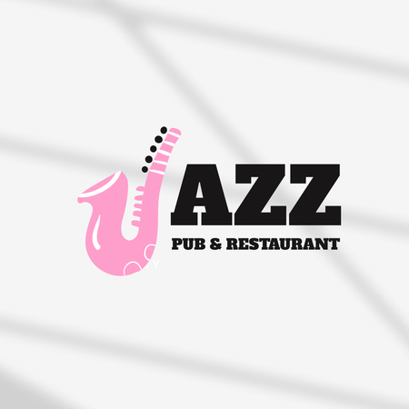 Jazz-kahvilan ja -ravintolan mainonta Logo Design Template