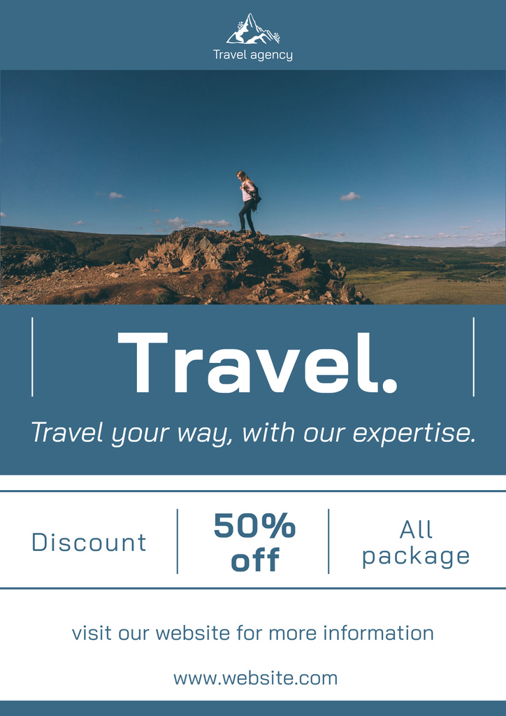 Plantilla de diseño de Travel and Hiking Tour Discount Poster 