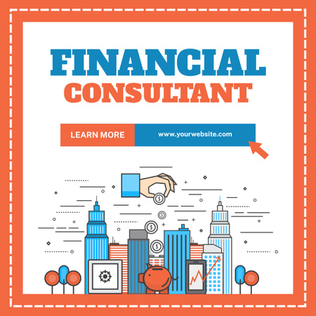Serviços de consultoria financeira com ícones de negócios LinkedIn post Modelo de Design
