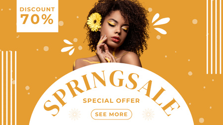 Designvorlage Spring Sale Special with Beautiful African American Woman für Youtube Thumbnail