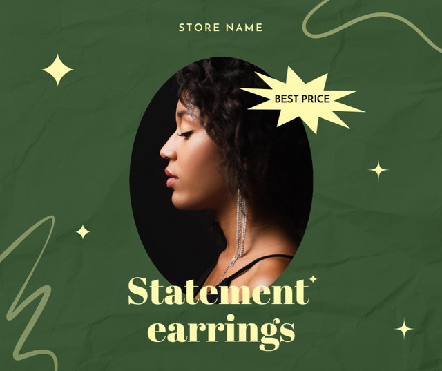 Fancy Statement Earrings Green Ad Facebook Design Template
