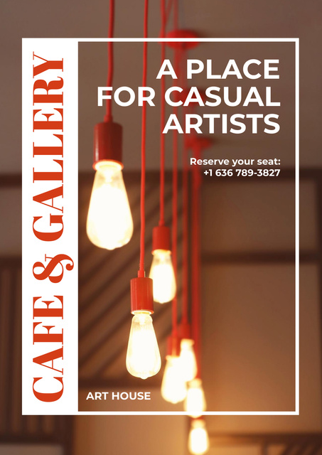 Gourmet Cafe and Art Gallery For Artists Promotion Poster Modelo de Design