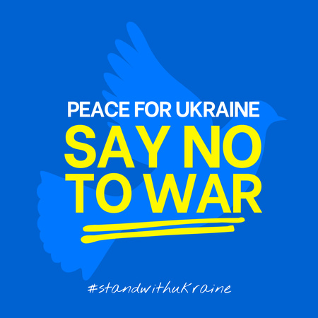 Designvorlage Call to Stop War in Ukraine with Image of Dove of Peace für Instagram